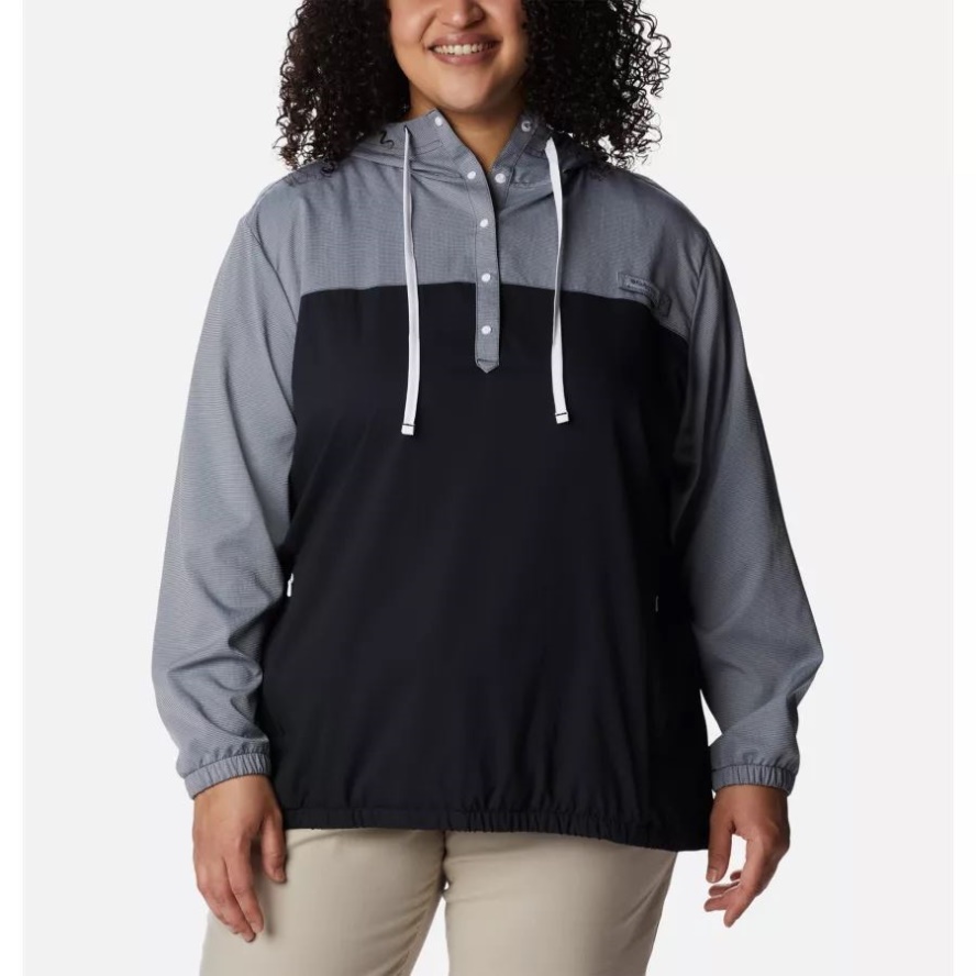 Black/White Women's PFG Tamiami Hoodie Plus Size Columbia Sale