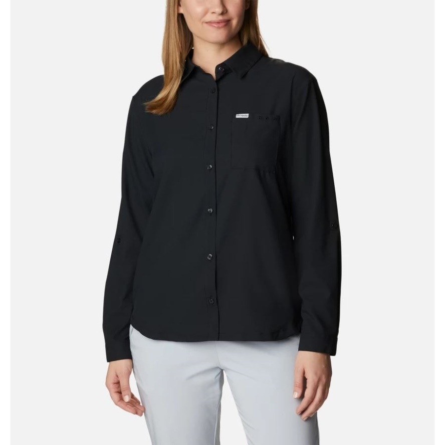 Black Women's PFG Sun Drifter Woven Long Sleeve Shirt Columbia Sale