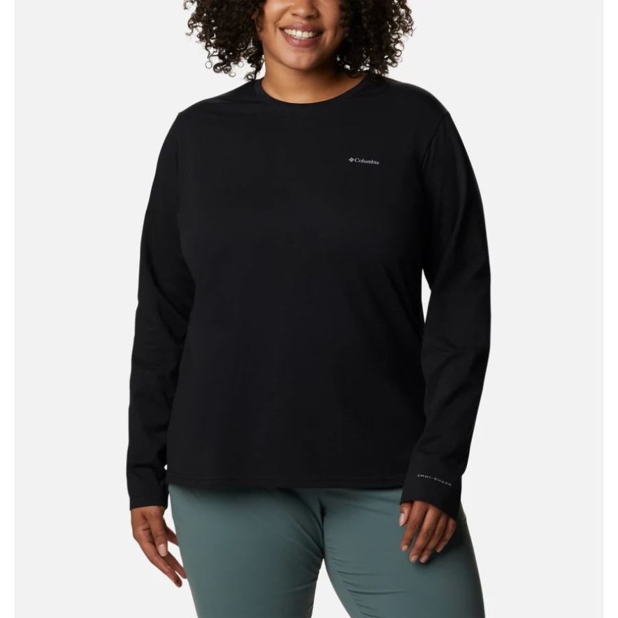 Black Women's Sun Trek Long Sleeve T-Shirt Plus Size Columbia Sale
