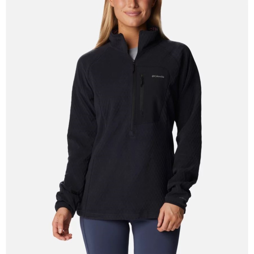 Black Women's W Outdoor Tracks Half Zip Fleece Technical Pullover Columbia Sale