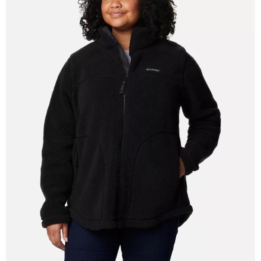 Black Women's West Bend Full Zip Fleece Jacket Plus Size Columbia Sale