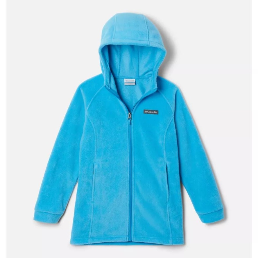 Blue Chill Girls' Benton Long Fleece Hoodie Columbia Sale