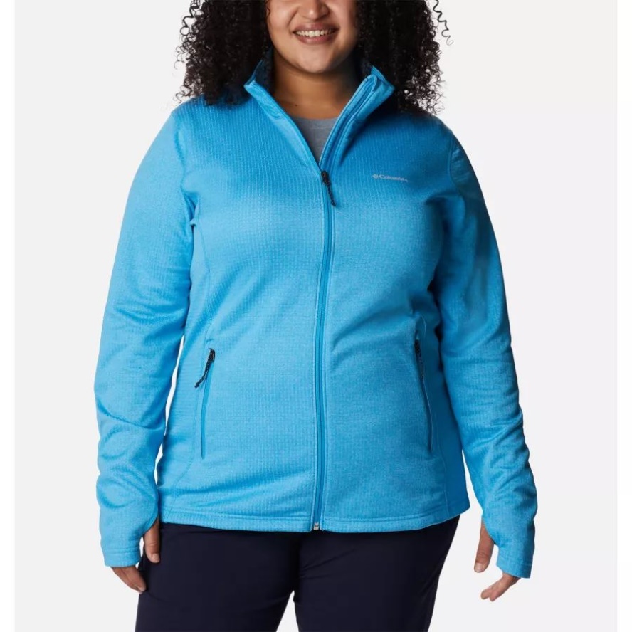 Blue Chill Heather Columbia Sale Women's Park View Grid Full Zip Fleece Pullover Plus Size