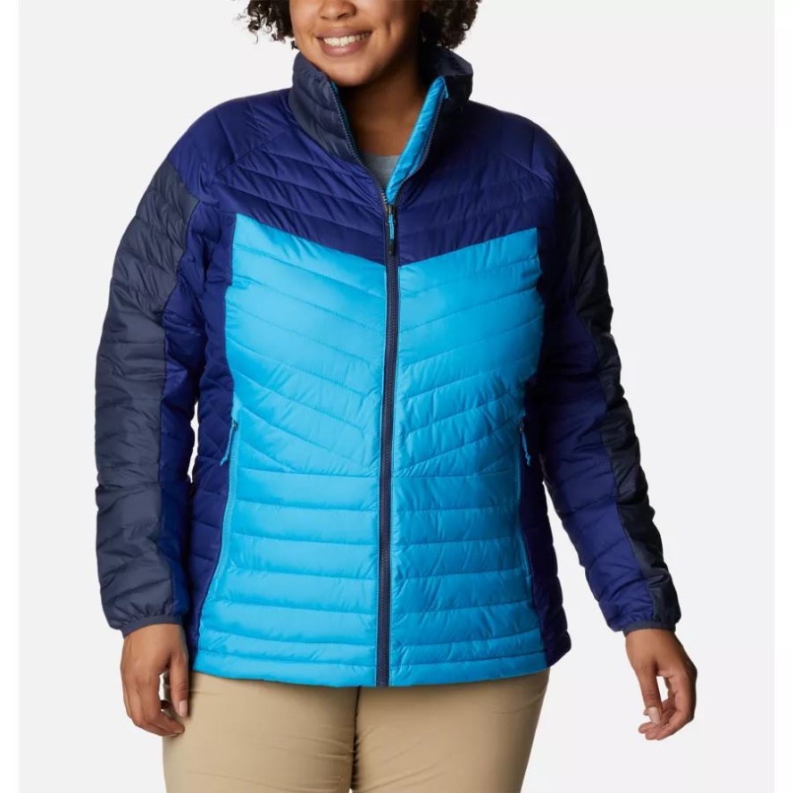 Blue Chill/Nocturnal/Dark Sapphire Columbia Sale Women's Powder Lite II Full Zip Insulated Jacket Plus Size