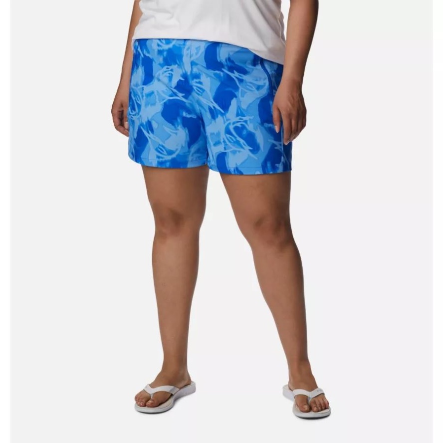 Blue Macaw/Auroras Print Women's PFG Tidal II Shorts Plus Size Columbia Sale