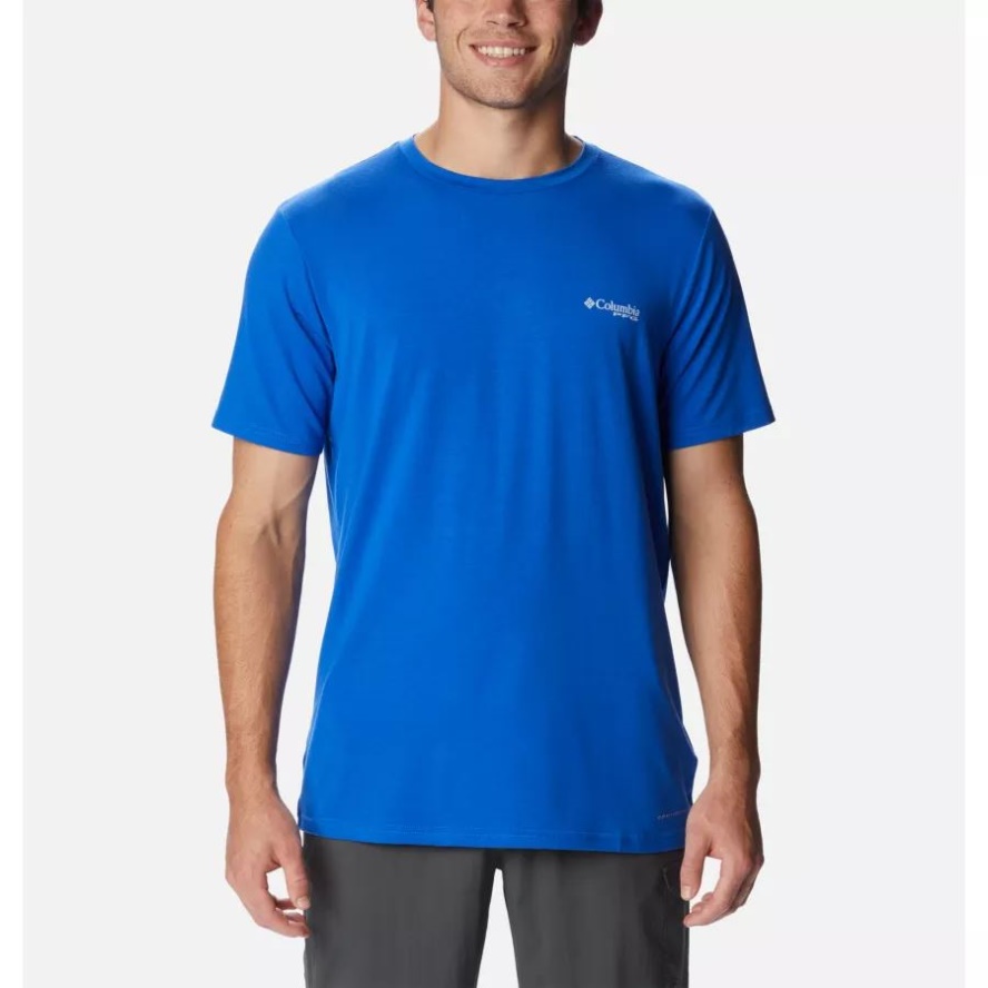 Blue Macaw/Blue Macaw Marlin Tropics Men's PFG Triangle Fill Tech T-Shirt Columbia Sale
