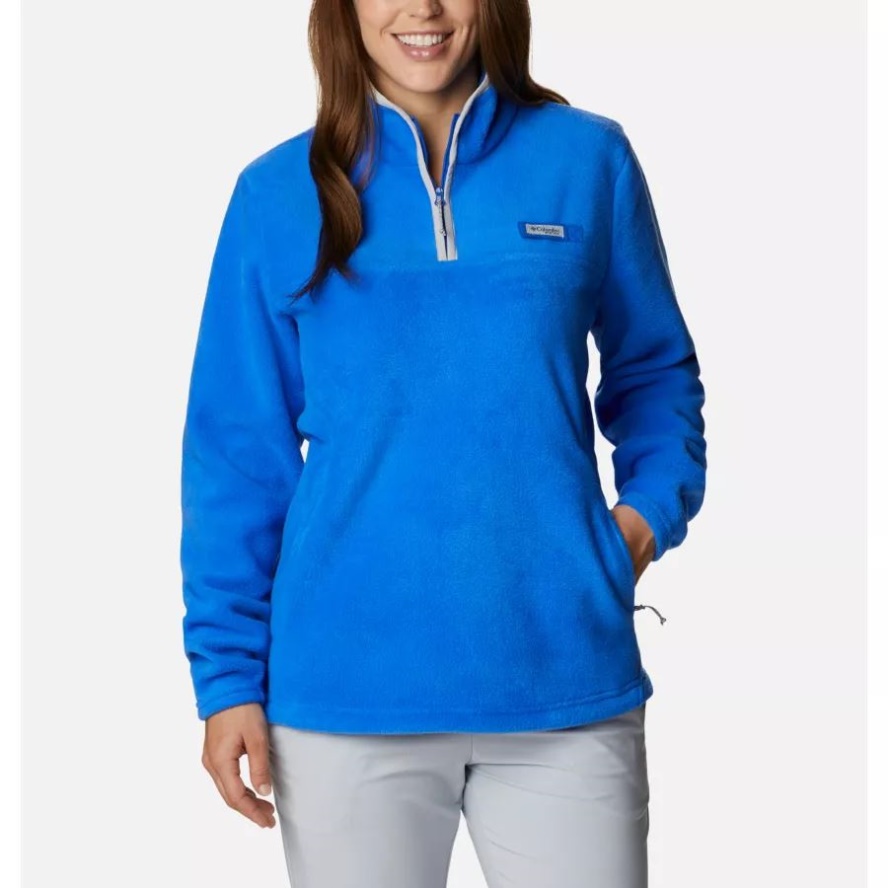 Blue Macaw/Cool Grey Columbia Sale Women's PFG Slack Water Half Zip Fleece Pullover