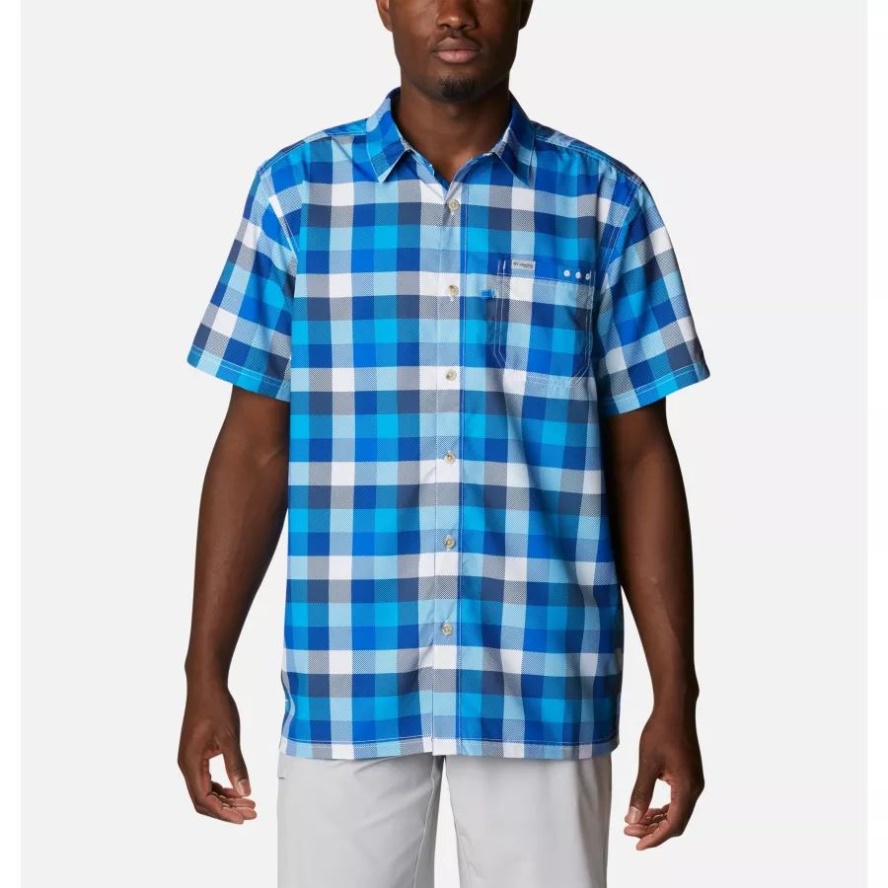 Blue Macaw Multi Gingham Columbia Sale Men's PFG Super Slack Tide Camp Shirt
