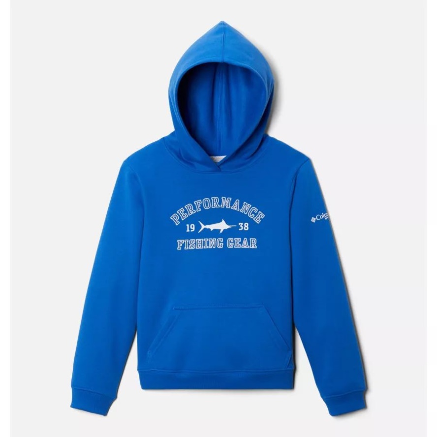 Blue Macaw/White - Marlin Boys' PFG University Hoodie Columbia Sale