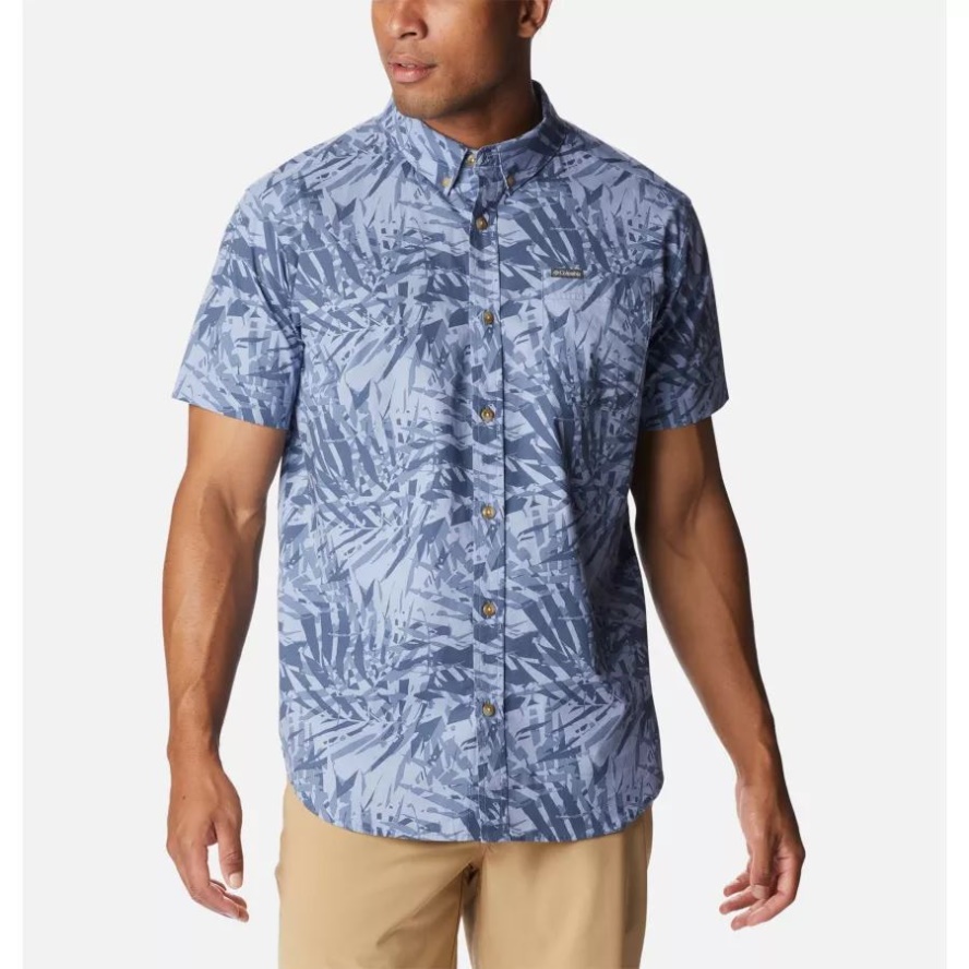 Bluestone Dye Palms Men's Rapid Rivers Printed Short Sleeve Shirt Columbia Sale