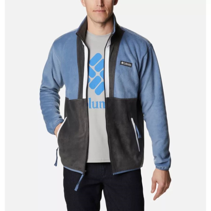 Bluestone/Shark/White Columbia Sale Men's Back Bowl Fleece