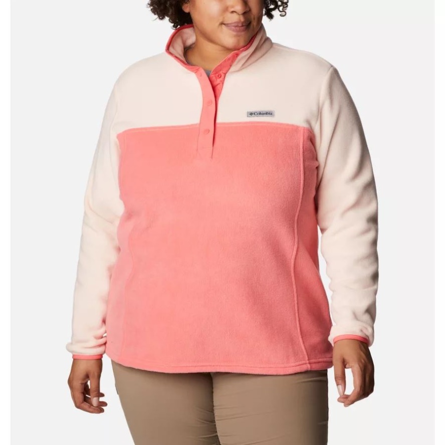Blush Pink/Peach Blossom Columbia Sale Women's Benton Springs 1/2 Snap Pullover Plus Size