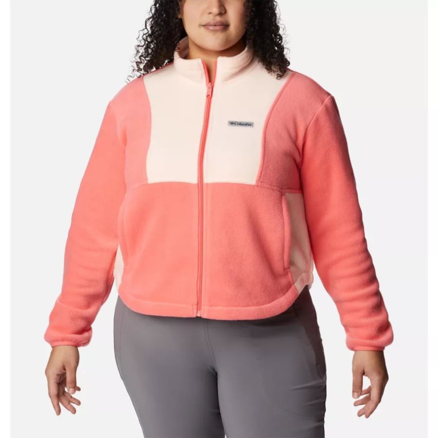 Blush Pink/Peach Blossom Columbia Sale Women's Benton Springs Colorblock Full Zip Plus Size