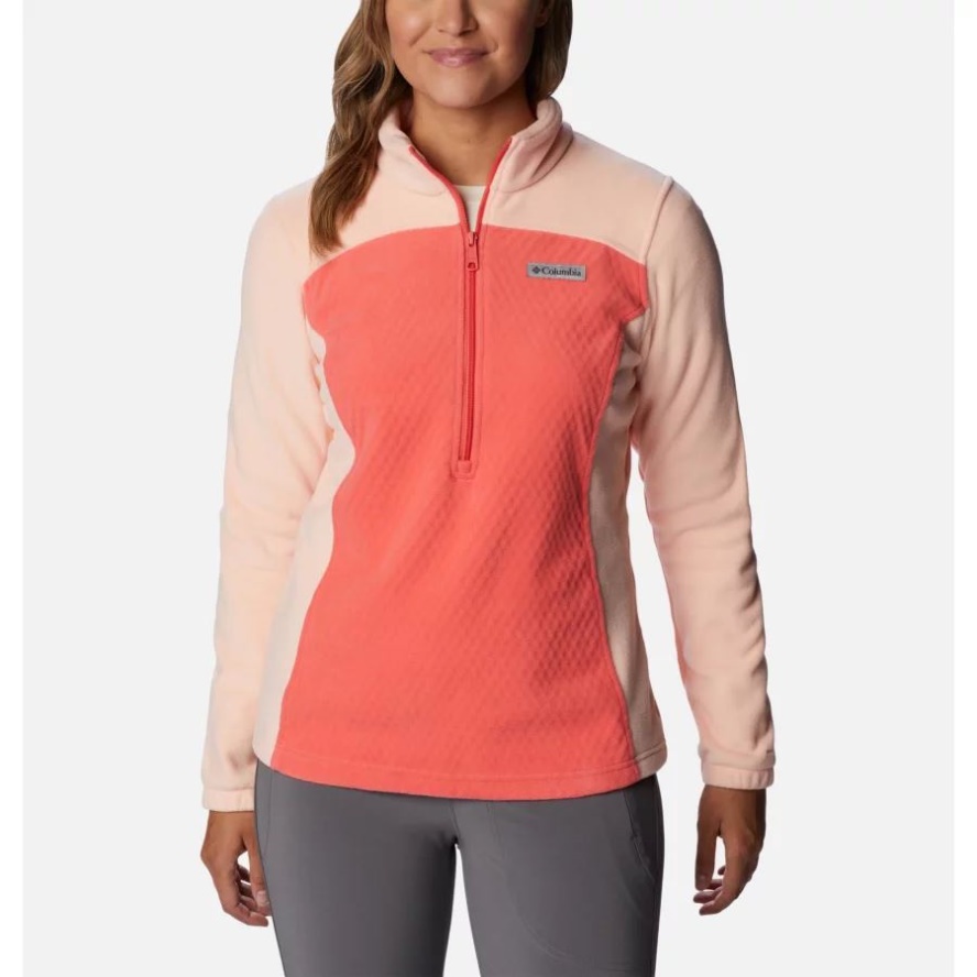 Blush Pink/Peach Blossom Columbia Sale Women's Overlook Trail Half Zip Pullover