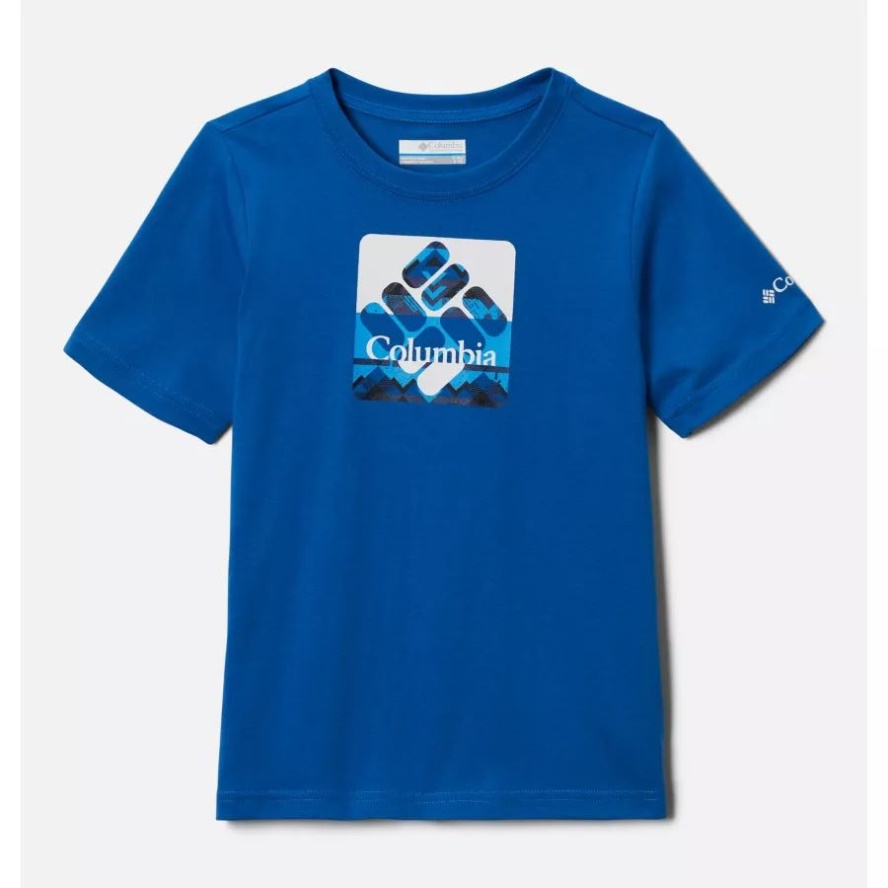 Boys' Basin Ridge Short Sleeve Graphic T-Shirt Bright Indigo/Checkpoint Gem Multi Columbia Sale