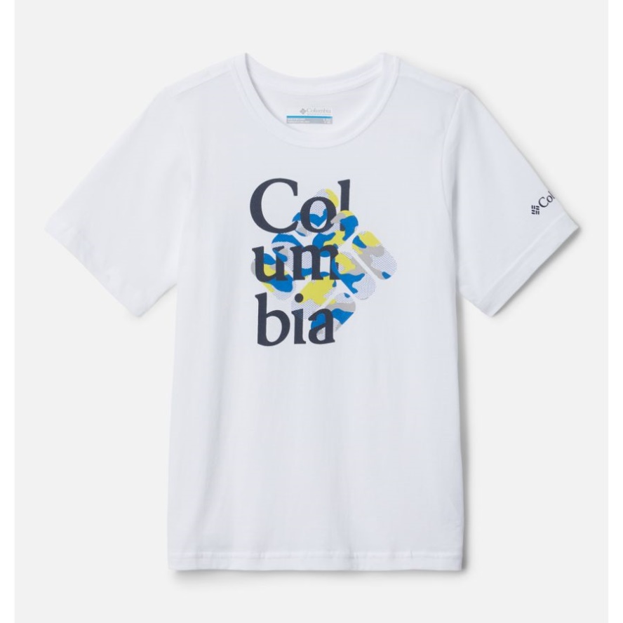 Boys' Basin Ridge Short Sleeve Graphic T-Shirt Columbia Sale White/Interlace Camo