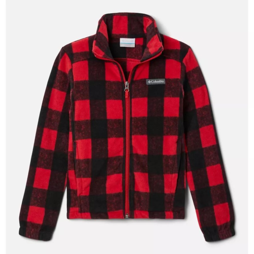 Boys' Castle Dale Printed Full Zip Fleece Columbia Sale Mountain Red Buffalo Plaid