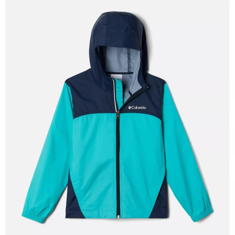 Boys' Glennaker Rain Jacket Bright Aqua/Collegiate Navy Columbia Sale