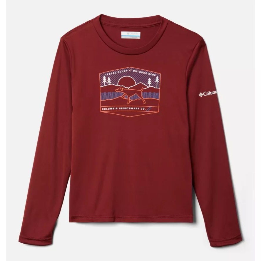 Boys' Grizzly Peak Long Sleeve Graphic T-Shirt Columbia Sale Red Jasper/Hound Scape