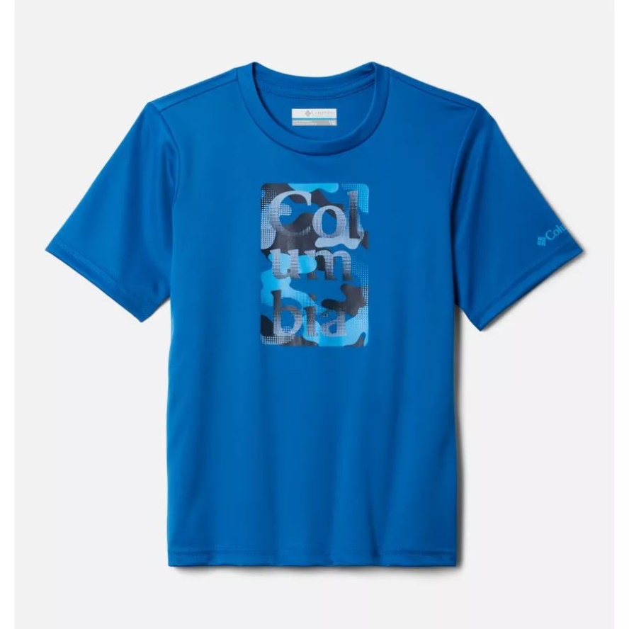 Boys' Grizzly Ridge Short Sleeve Graphic T-Shirt Columbia Sale Bright Indigo/Halftoned Camo Grx