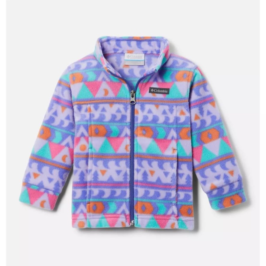 Boys' Infant Zing III Printed Fleece Jacket Purple Lotus Camp Blanket Columbia Sale