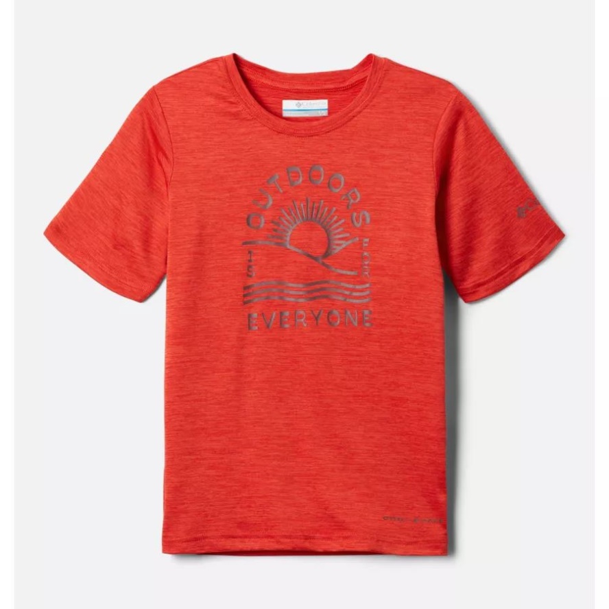 Boys' Mount Echo Short Sleeve Graphic Shirt Columbia Sale Spicy Hthr/Outdoors Everyone Graphic