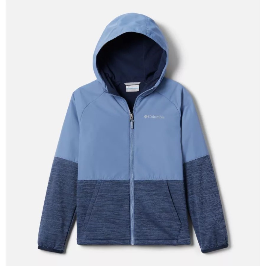 Boys' Out-Shield Dry Fleece Full Zip Jacket Columbia Sale Bluestone/Collegiate Navy Heather