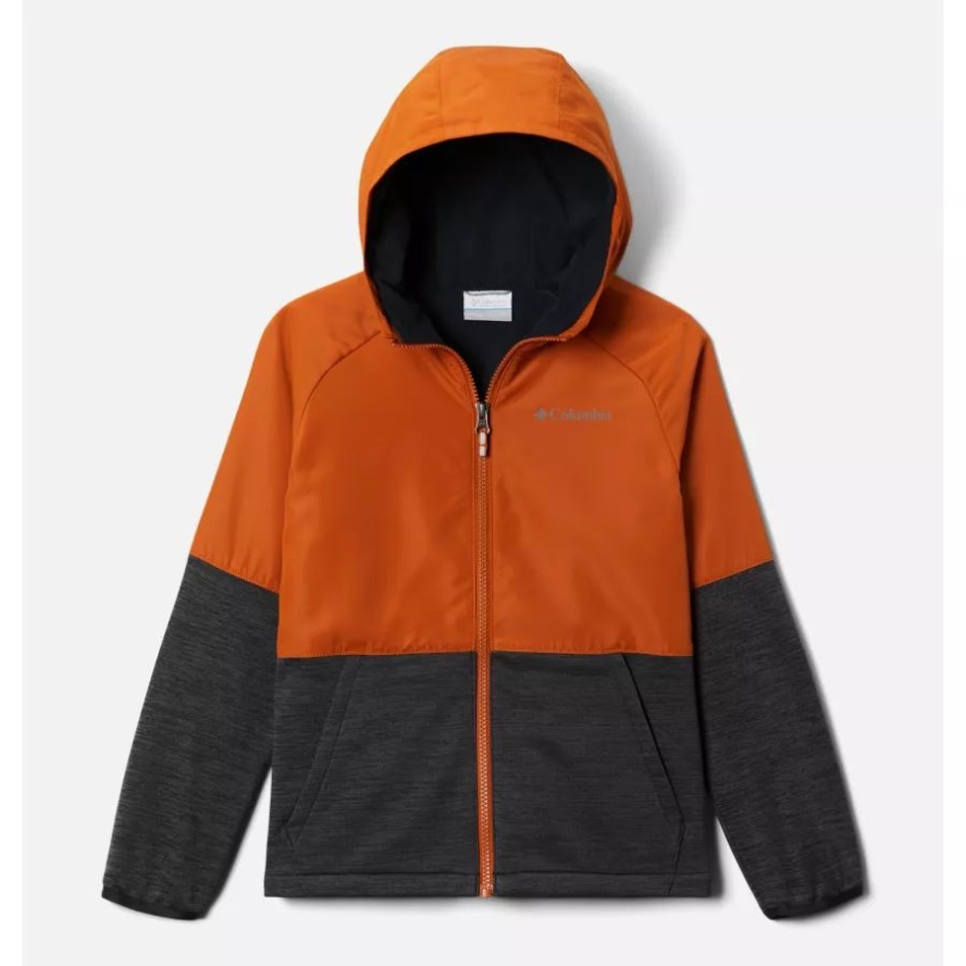 Boys' Out-Shield Dry Fleece Full Zip Jacket Warm Copper/Black Heather Columbia Sale