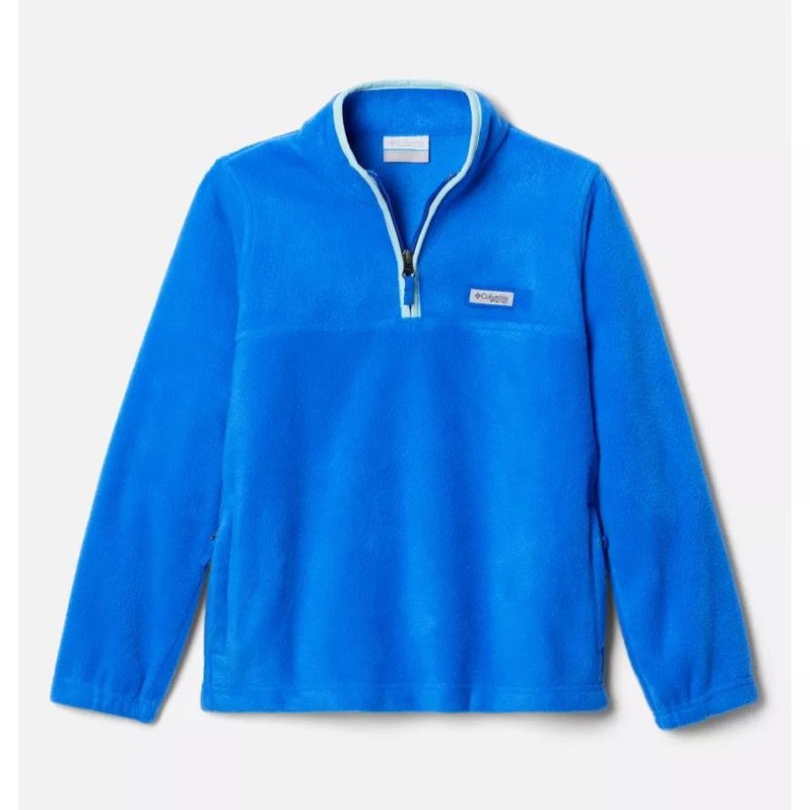 Boys' PFG Slack Tide Quarter Zip Fleece Pullover Blue Macaw/Gulf Stream Columbia Sale