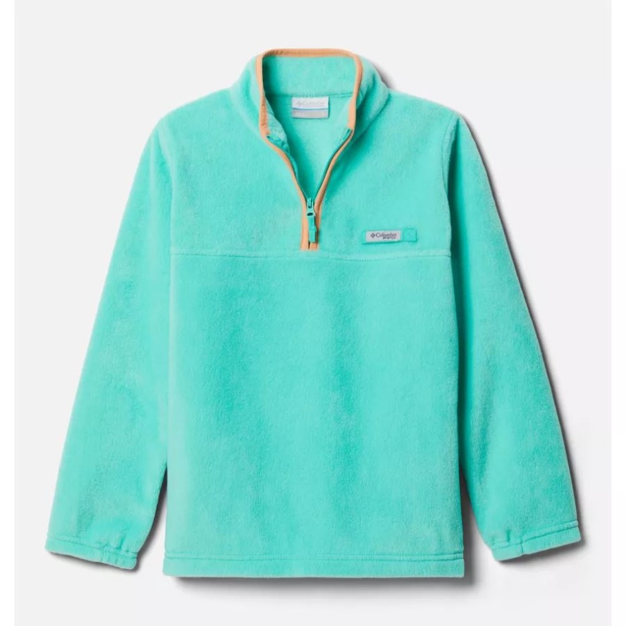 Boys' PFG Slack Tide Quarter Zip Fleece Pullover Columbia Sale Electric Turquoise/Bright Nectar