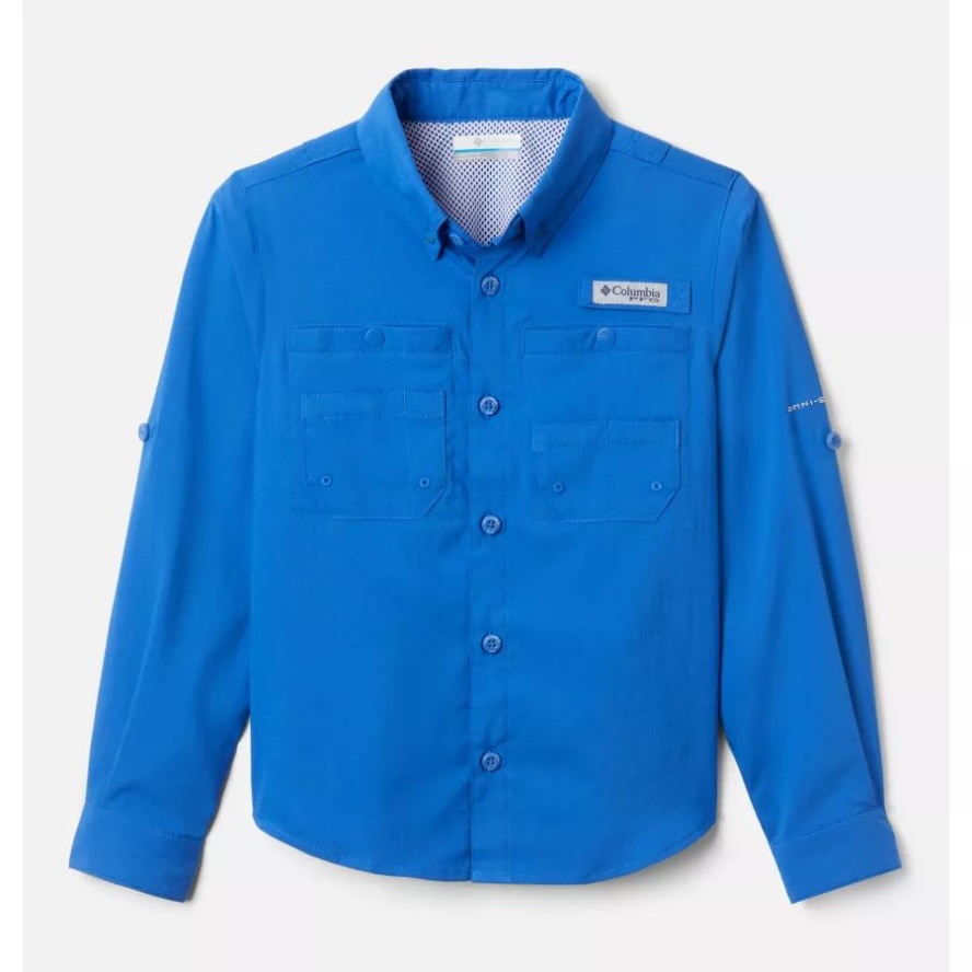Boys' PFG Tamiami Long Sleeve Shirt Vivid Blue Columbia Sale