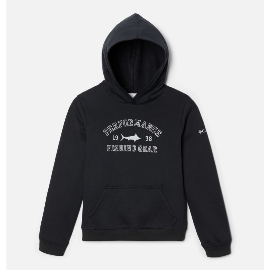 Boys' PFG University Hoodie Black/Cool Grey - Marlin Columbia Sale
