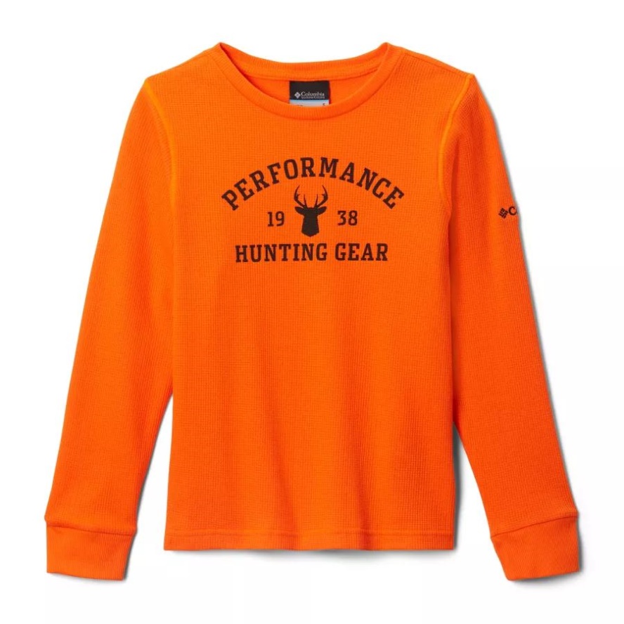 Boys' PHG Roughtail University Waffle Long Sleeve Shirt Columbia Sale PHG Orange/Black - Buck