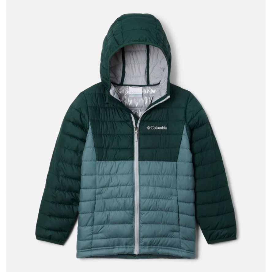 Boys' Powder Lite Hooded Jacket Columbia Sale Metal/Spruce