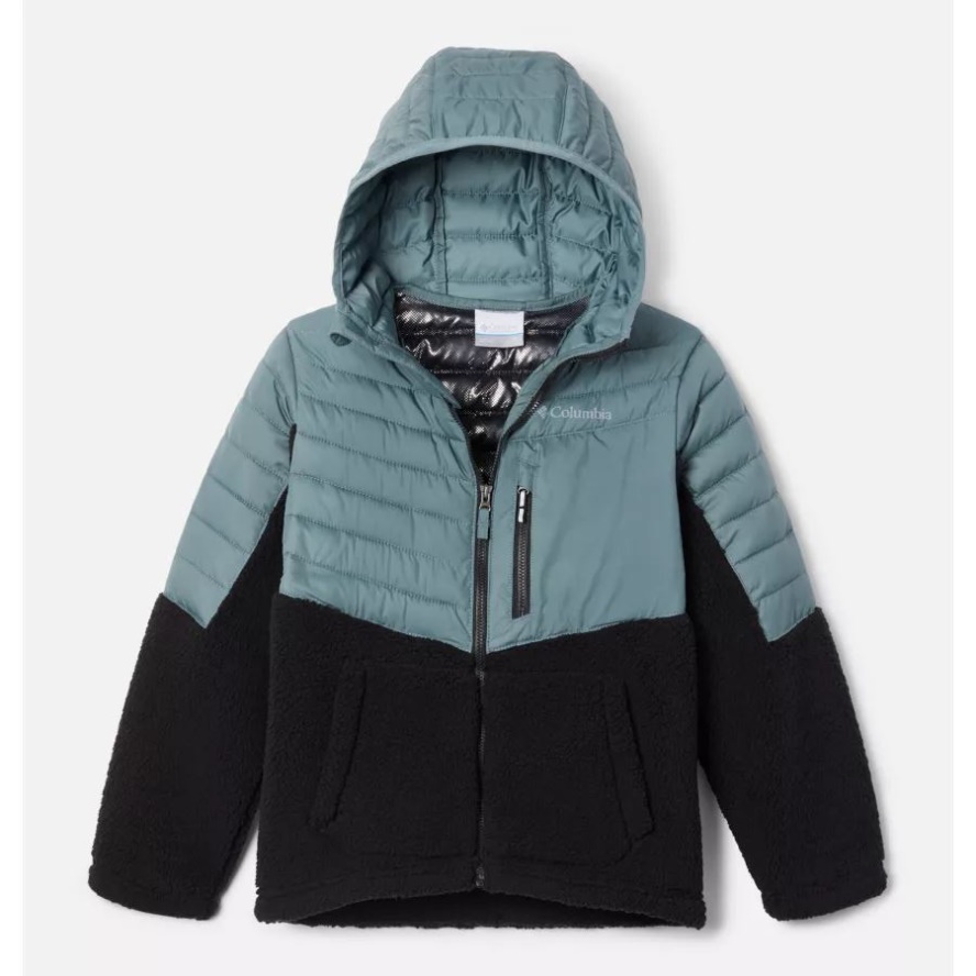 Boys' Powder Lite Novelty Hooded Jacket Columbia Sale Metal/Black
