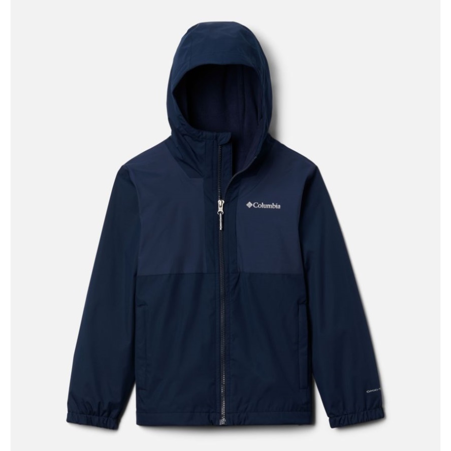 Boys' Rainy Trails Fleece Lined Jacket Coll Navy/Coll Navy Slub Columbia Sale