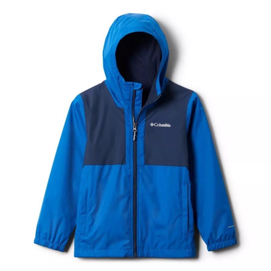 Boys' Rainy Trails Fleece Lined Jacket Columbia Sale Bright Indigo/Coll Navy Slub