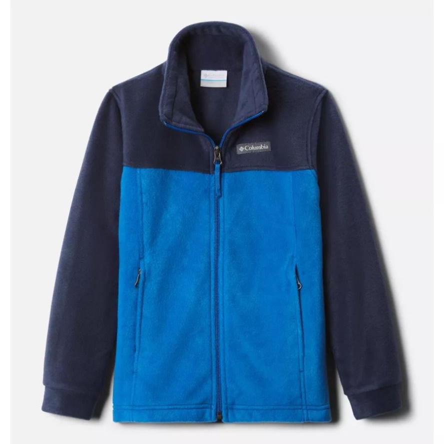 Boys' Steens Mountain II Fleece Jacket Bright Indigo/Collegiate Navy Columbia Sale