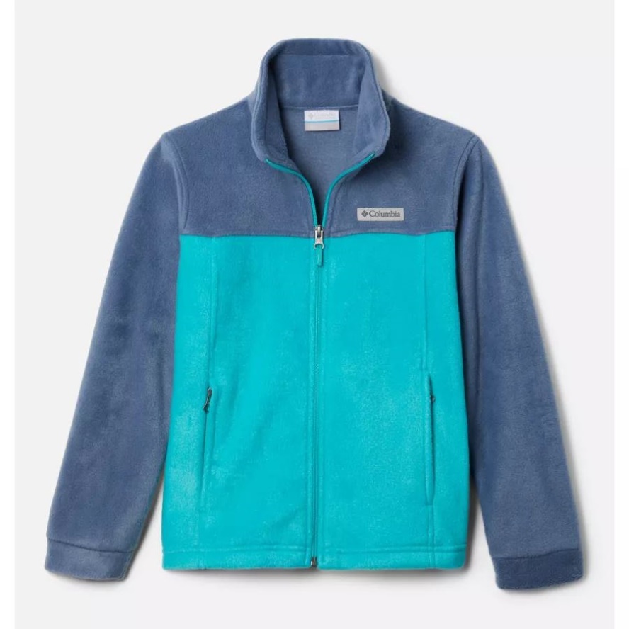 Boys' Steens Mountain II Fleece Jacket Columbia Sale Dark Mountain/Bright Aqua
