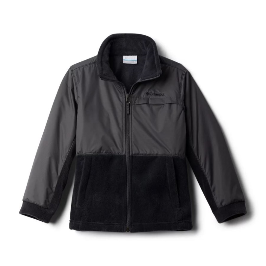 Boys' Steens Mountain Overlay Fleece Jacket Columbia Sale Black/Grill