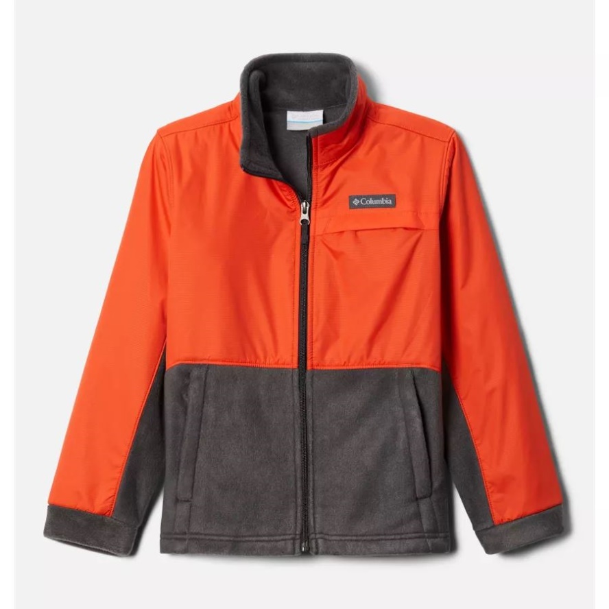 Boys' Steens Mountain Overlay Fleece Jacket Shark/Red Quartz Columbia Sale