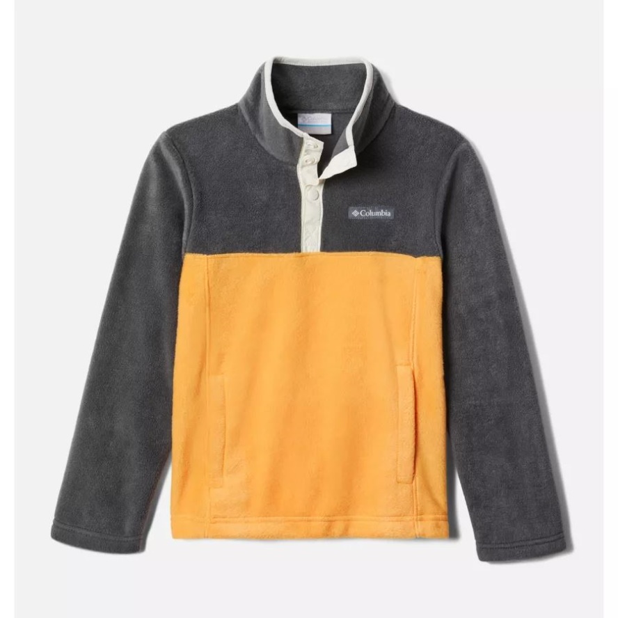 Boys' Steens Mountain1/4 Snap Fleece Pull-Over Mango/Shark Columbia Sale