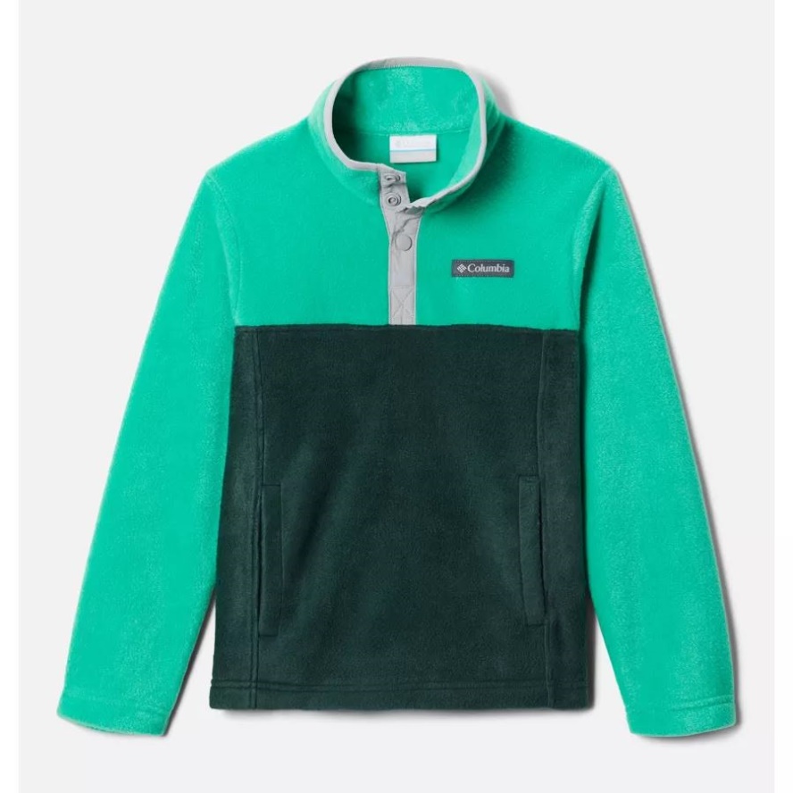Boys' Steens Mountain1/4 Snap Fleece Pull-Over Spruce/Dark Lime Columbia Sale