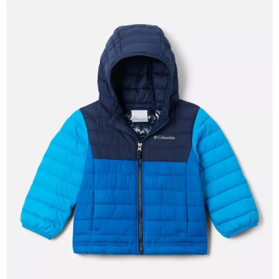 Boys' Toddler Powder Lite Hooded Jacket Bright Indigo/Coll Navy/Compass Blue Columbia Sale