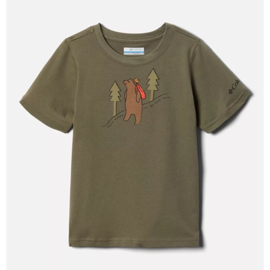 Boys' Valley Creek Short Sleeve Graphic T-Shirt Stone Green Bearly Pack Columbia Sale