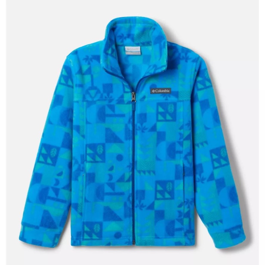 Boys' Zing III Printed Fleece Jacket Bright Aqua Quest Columbia Sale