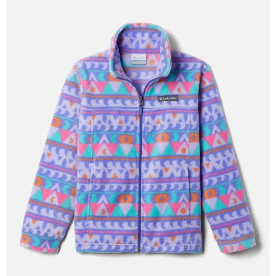 Boys' Zing III Printed Fleece Jacket Purple Lotus Camp Blanket Columbia Sale