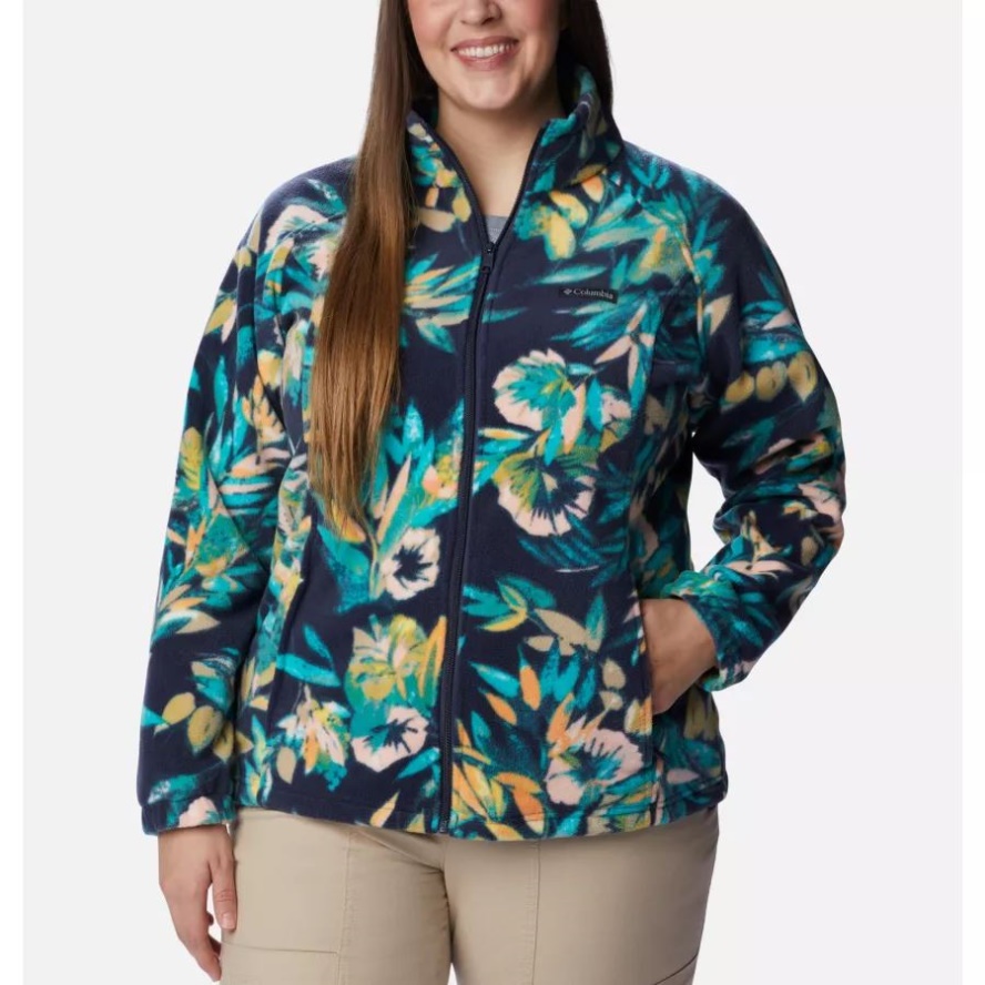 Bright Aqua/Wisterian Women's Benton Springs Printed Full Zip Fleece Jacket Plus Size Columbia Sale