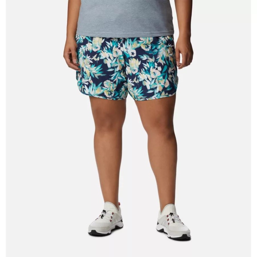 Bright Aqua/Wisterian Women's Bogata Bay Stretch Printed Shorts Plus Size Columbia Sale