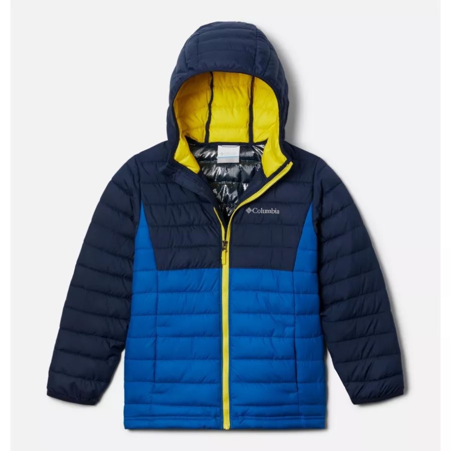 Bright Indigo/Coll Navy/Laser Lemon Columbia Sale Boys' Powder Lite Hooded Jacket